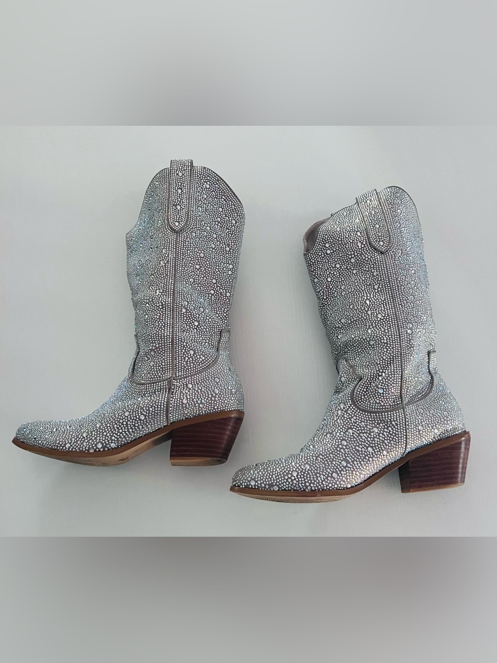 Silver Sparkle Western Ankle Boots Girls